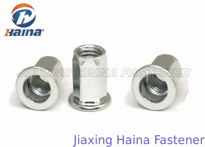 Zinc Plated Blind Rivets Nuts Flat Head Carbon Steel M5 M20 With