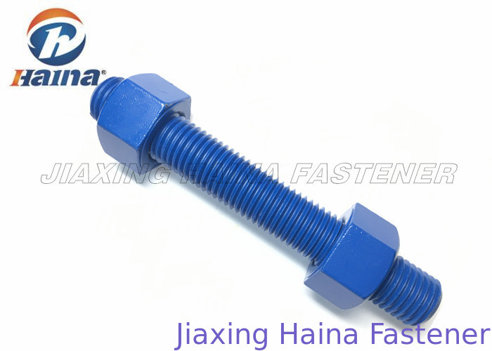 Astm A193 B7 Stud Bolt Xylan Blue Threaded Steel Bar With Astm A194 2h Nuts