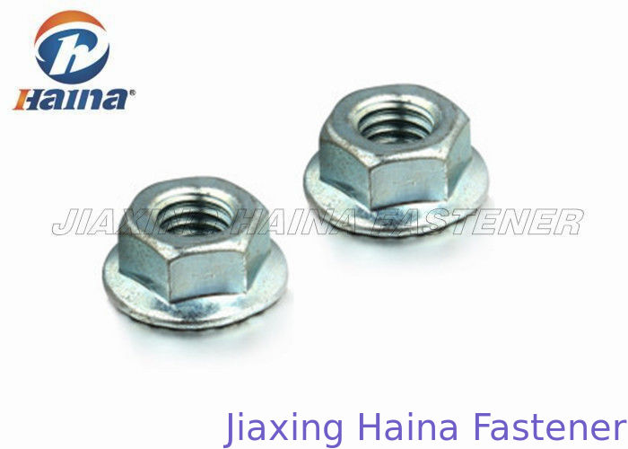 Hexagon Serrated Flange Lock Nut Yellow Zinc Plated For Pipeline Connection